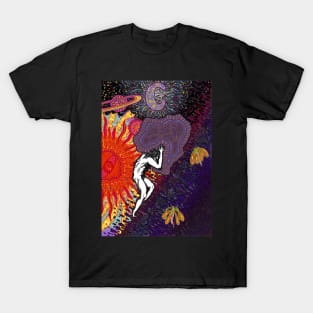 PSYCHEDELIC TRIPPY HORROR VACUI MYTH OF SISYPHUS - full colour T-Shirt